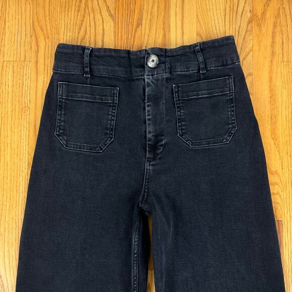 Pilcro The Day Tripper Black Wide‎ Leg Cropped High Waist Denim Jeans (Sz 30) - Picture 9 of 9
